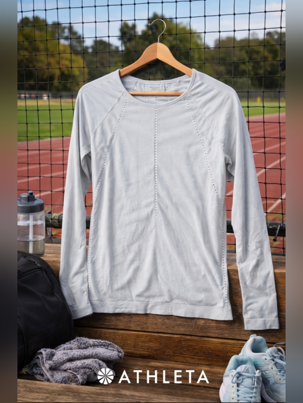 Athleta Foothill Seamless | Women's Large | Light Gray Long Sleeve